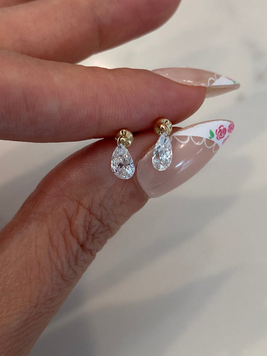 14K Gold Floating Lab Diamond Earrings