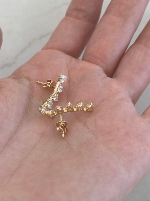 14K 1.5 TCW Lab Diamond Pear Climber Earrings