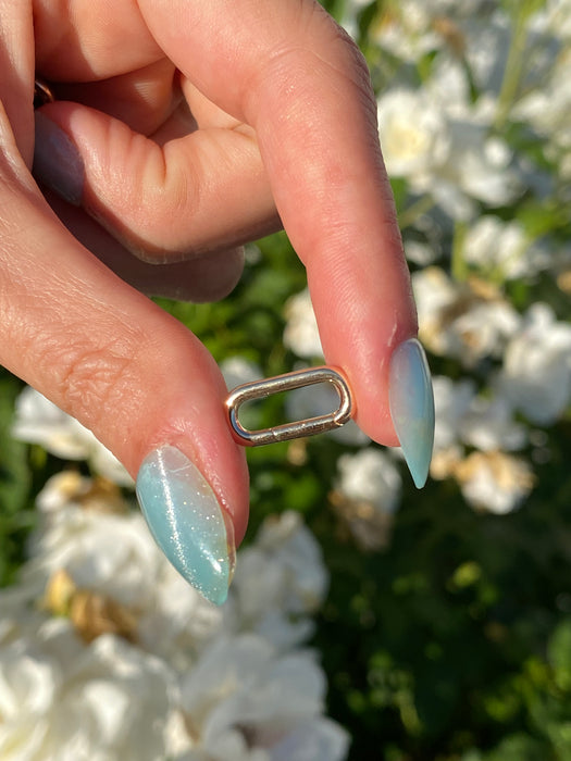 14k oval paperclip connector charm