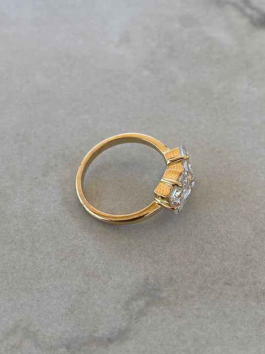 14K Gold Two-Stone Princess-Cut Lab Diamond Pinky Ring