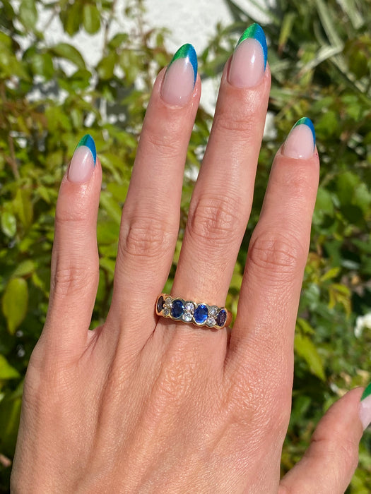 18k blue sapphire diamond ring size 9