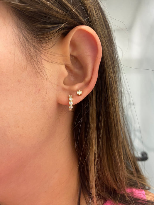 14K Bezel Set 0.7 TCW Lab Diamond Huggie Earrings