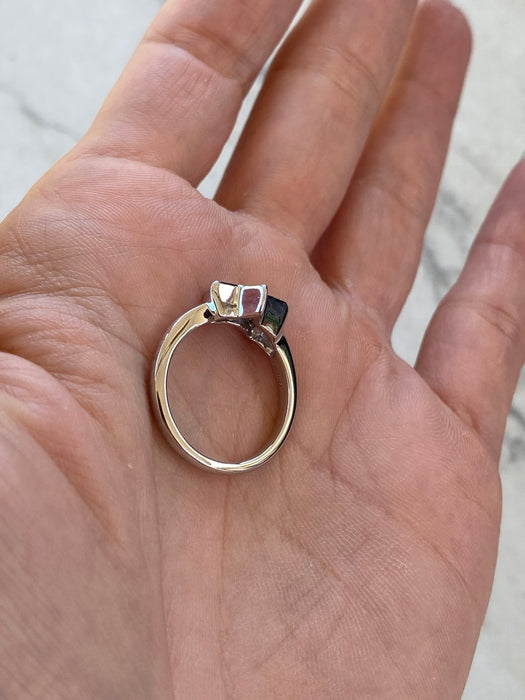 Vintage Platinum 900 Diamond Star & Alexandrite Ring