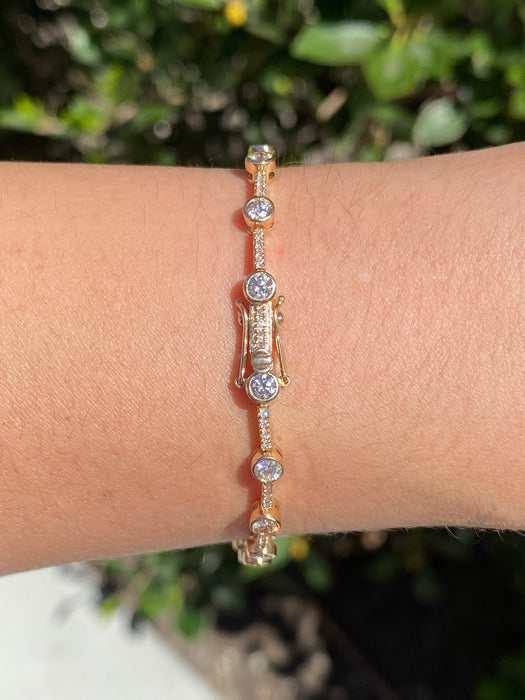 14K Yellow Gold Diamond Tennis Bracelet – 2.63 TCW Bezel & Prong Set Diamonds