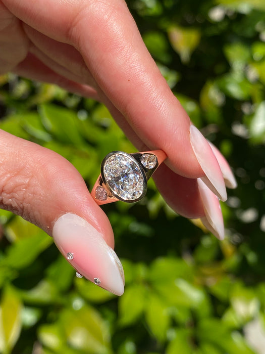 14K Gold 2.69 Carat Oval & Pear Lab Diamond Ring