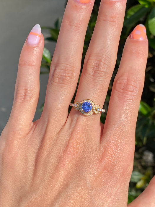 14k whimsical tanzanite diamond ring size 6.5