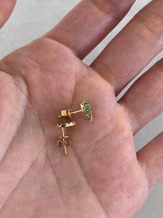 14K Green Garnet Ombre Spiral Stud Earrings
