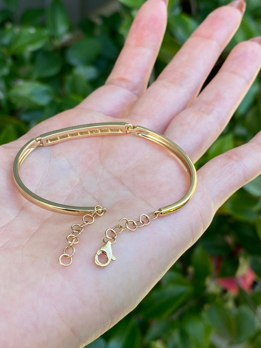 14k Gold Natural Baguette Round Diamond Flexible Bangle Bracelet