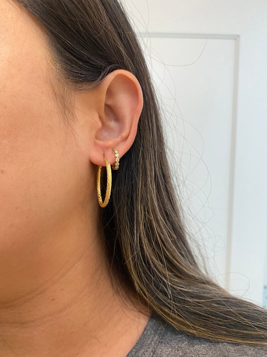 14k round popcorn hoop earrings