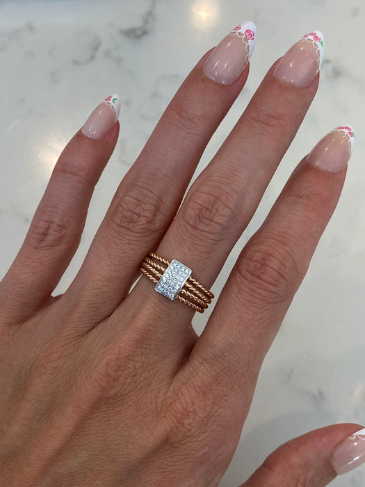 14K Rose Gold Braided Diamond Ring