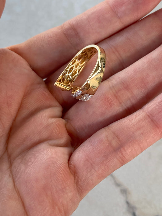 14K Gold Twist Bypass Diamond Ring