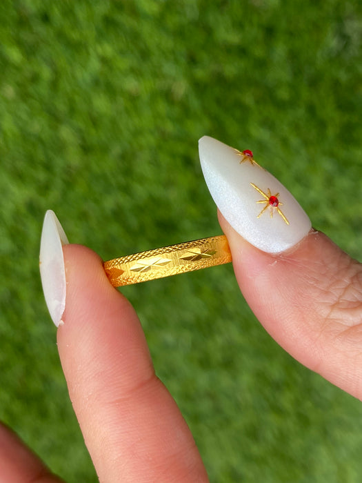 Vintage 24k Pure Gold Diamond Cut Eternity Ring
