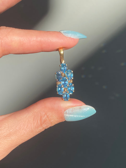 14k blue topaz cluster charm