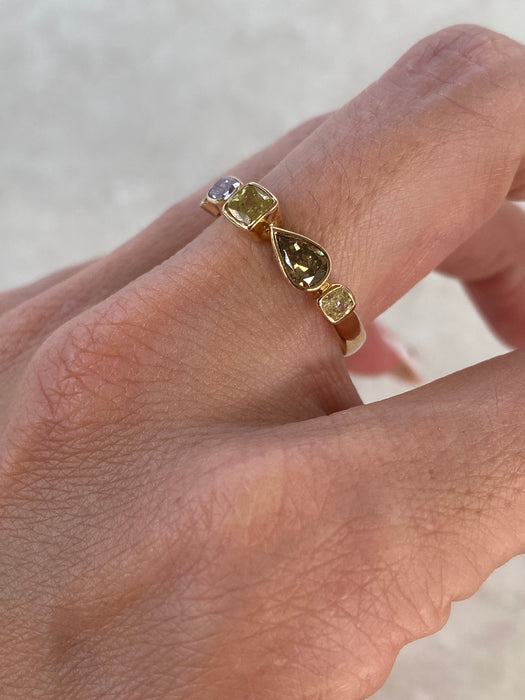 14K Gold Fancy Color Diamond Bezel Ring – 1.06 TCW