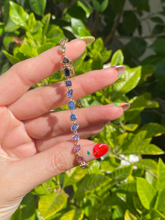 14k rainbow sapphire bracelet 8”