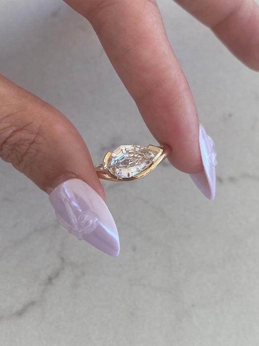 14K Gold 2.03ct IGI Certified Lab Diamond Pear Step-Cut Ring