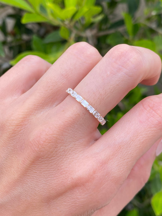 14K East-West Emerald Cut Lab Diamond Band