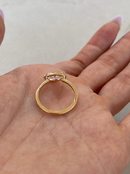 14K 1.26 Carat Step-Cut Marquise Lab Diamond Ring