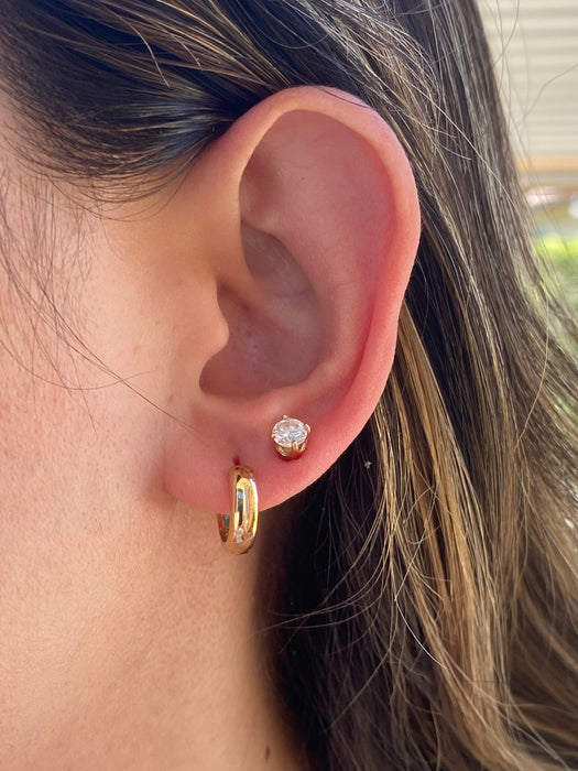 14K Emerald & Diamond Reversible Huggie Earrings