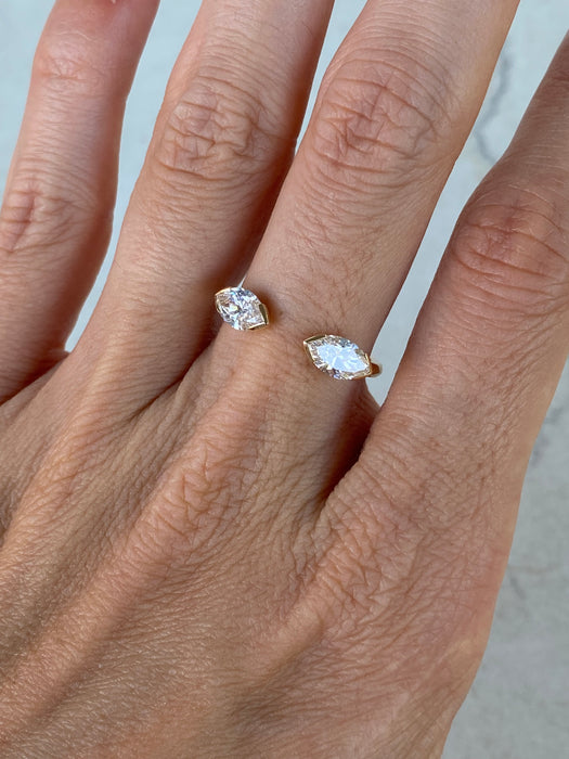 14K Gold Marquise Lab Diamond Ring | 1.10 CTW
