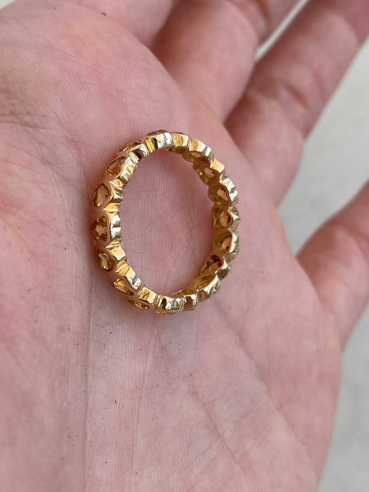14K Natural Yellow Sapphire Heart Eternity Ring Size 7.5