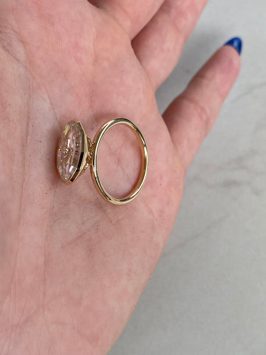 14K Bezel-Set Oval Lab Diamond Ring