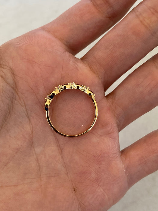 14K Gold Blue & White Sapphire Ring