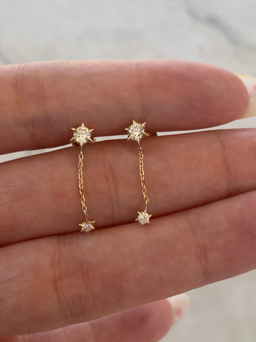 14K Lab Diamond Star Drop Earrings
