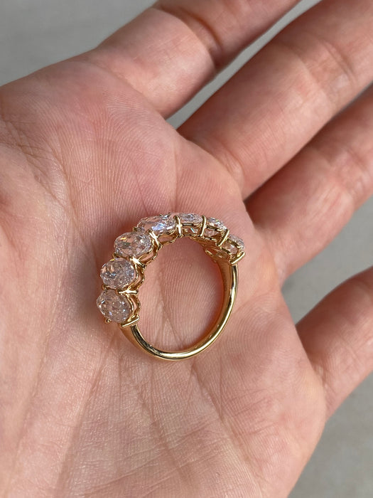 14K Step-Cut Oval Lab Diamond Half Eternity Ring – 5.30 TCW