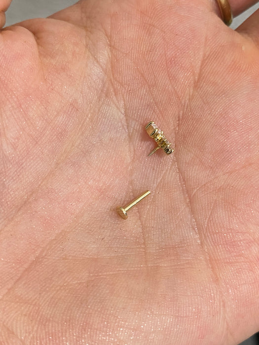 14K Gold Lab Diamond Curved Flat Back Stud Earring