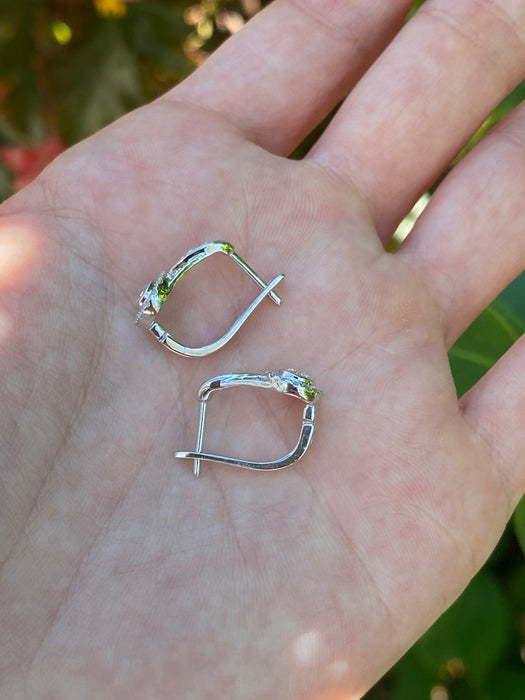 14k white gold diamond huggie earrings