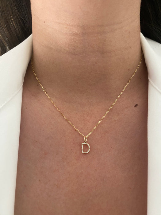 14k diamond letter D initial pendant