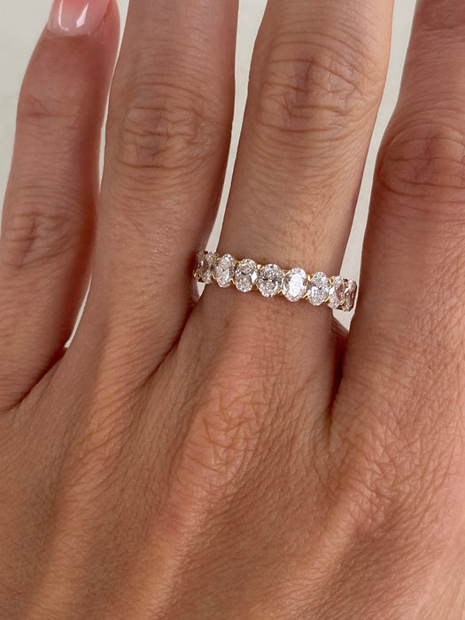 14K Gold 3 Carat Oval Lab Diamond Eternity Ring