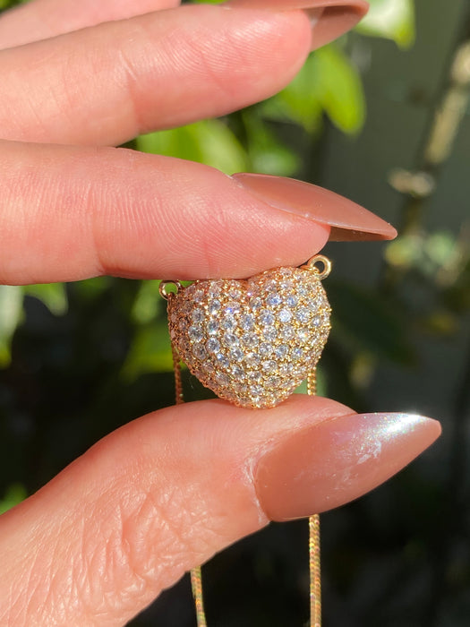 Vintage 18K Gold Diamond Heart Pendant Necklace – 1.50 TCW Diamonds