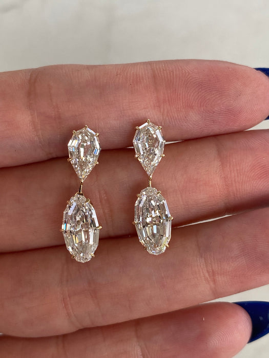 14K 6.2 TCW Lab-Grown Diamond Pear & Elongated Oval Drop Earrings