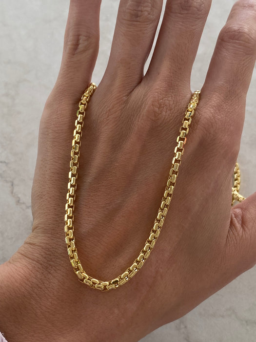 14K Gold Venetian Box Chain Necklace – 22”