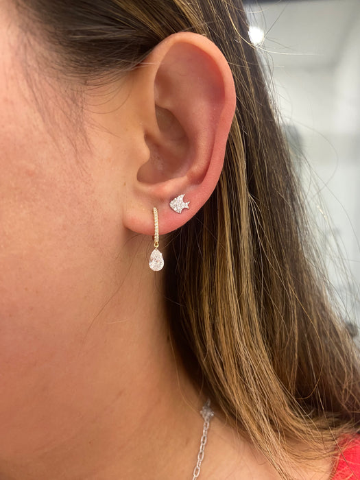 14K 1.2 TCW Lab Grown Diamond Pear Drop Huggie Earrings