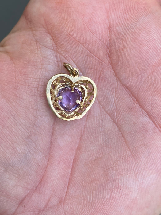 14k amethyst heart pendant