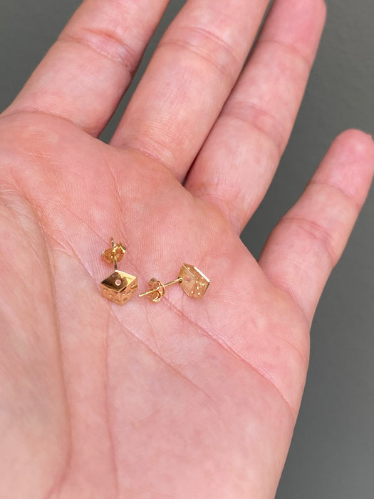 14k dice stud earrings