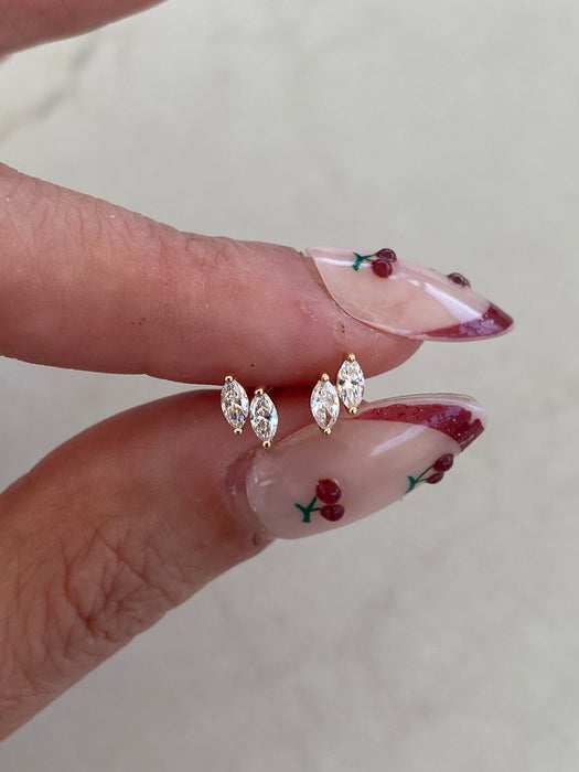 14K Marquise Lab Diamond Stud Earrings – 0.32 CTW