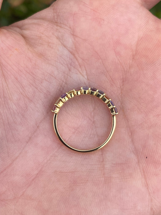 18k pastel rainbow sapphire ring size 6