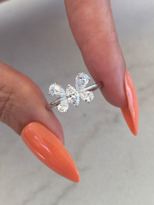 14K White Gold Lab Diamond Butterfly Ring – 1.11 CTW