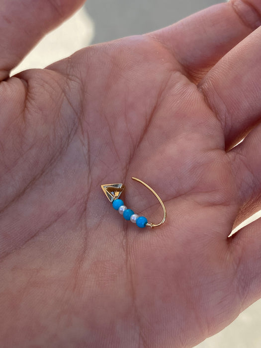 14k diamond arrow turquoise pearl earring charm connector pin