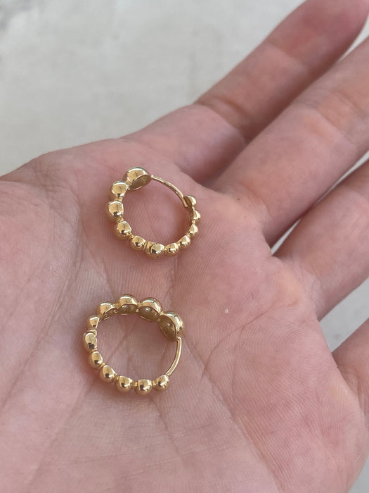 14K Gold Bubble Huggie Hoop Earrings