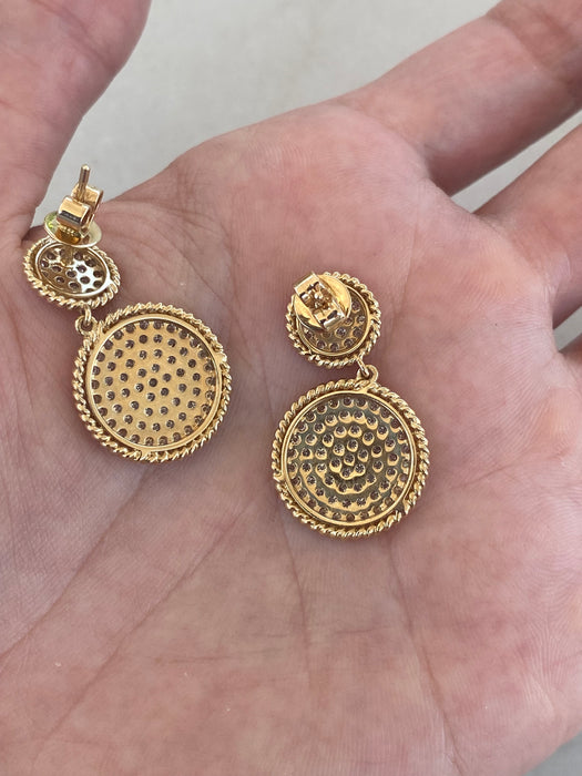 14K 1.9 TCW Natural Diamond Pavé Croissant Disc Drop Earrings