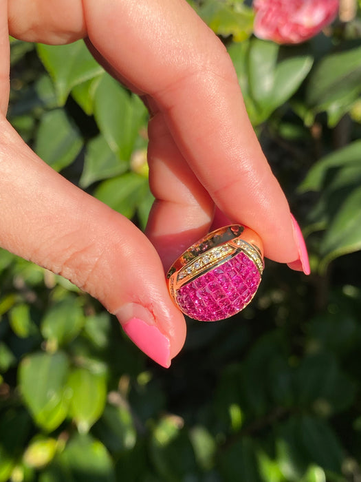 18k invisible set ruby diamond ring size 7