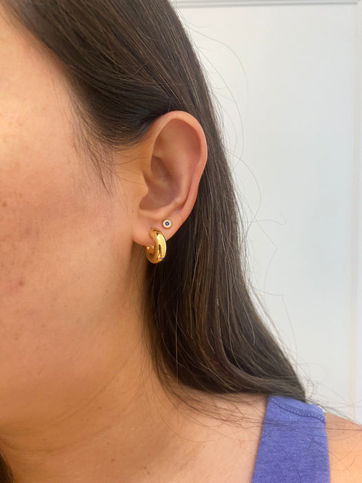 14k chubby macaroni hoop earrings