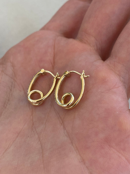 Vintage 10k Diamond Huggie Earrings