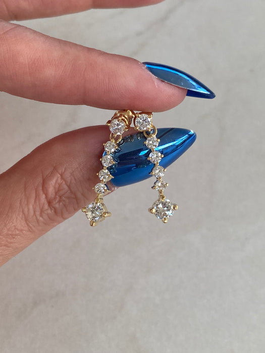 Vintage 18K Gold 1.46 TCW Natural Diamond Drop Earrings