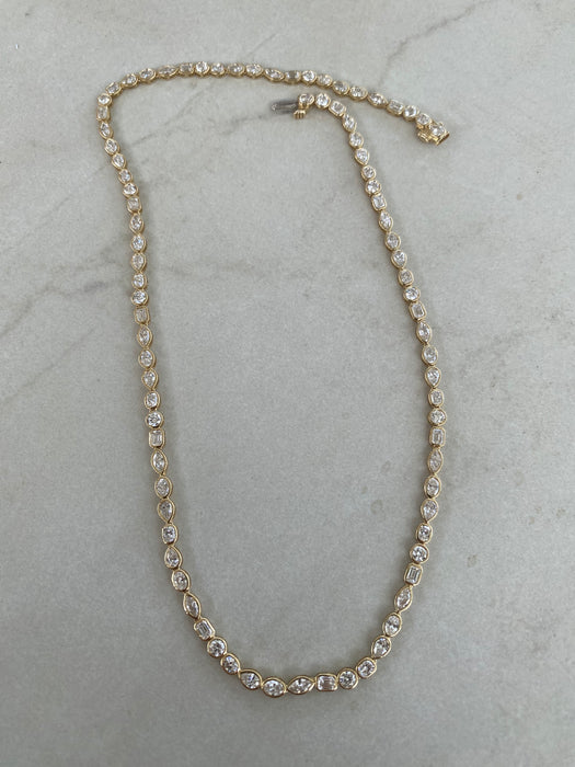 14K Gold Multi-Shape Lab Diamond Tennis Necklace – 10.0 CTW D/VS
